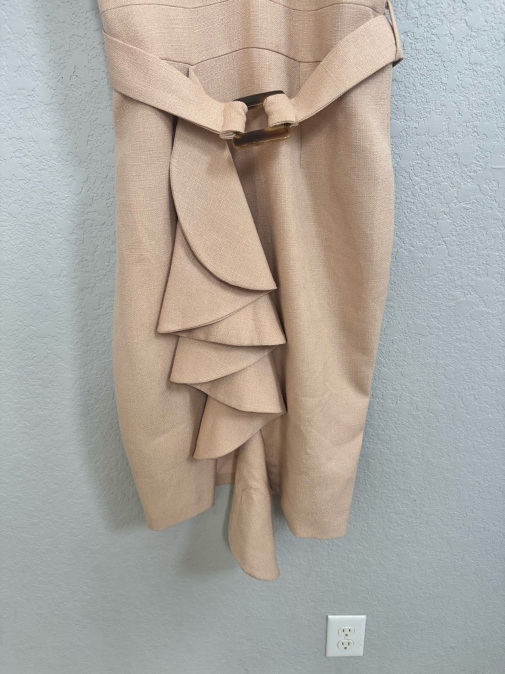 PATBO ruffle sleeve v-neck bodycon dress with a belt 12 - Picture 3 of 7